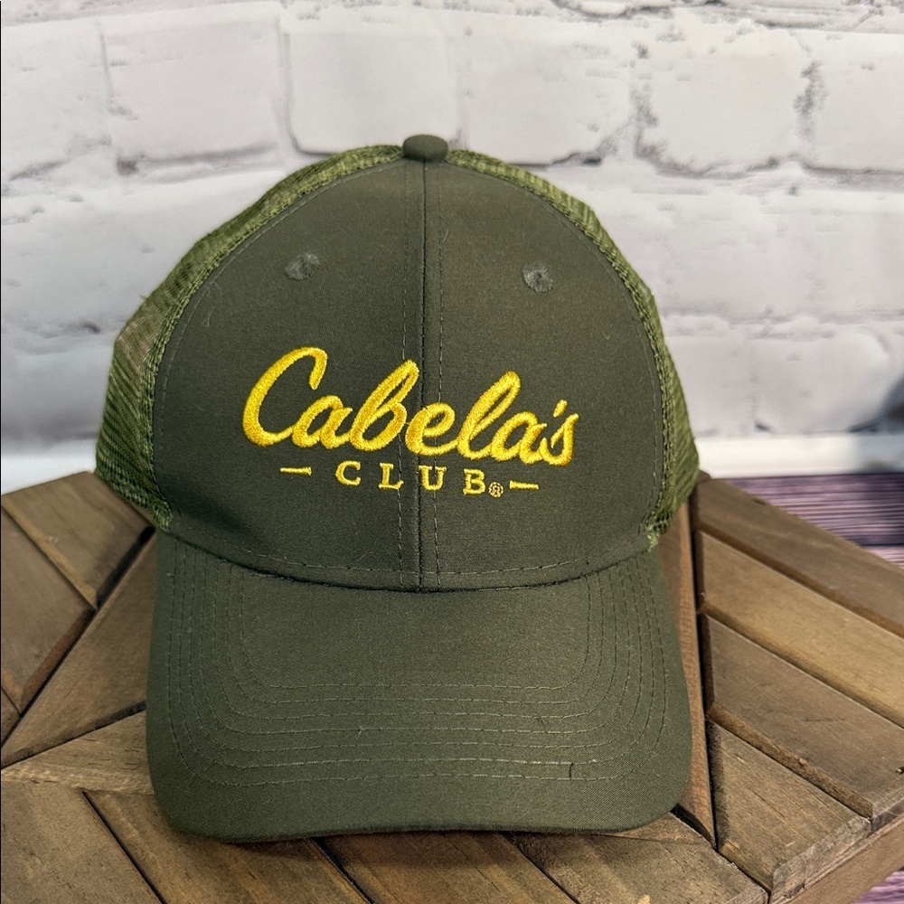 Cabela's Club Green Gold hat adjustable strap mesh back‎ hunting fishing outdoor